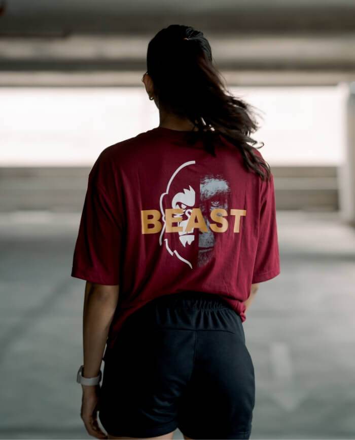 “BEAST” OVERSIZED TEE-BLOOD RED – 2