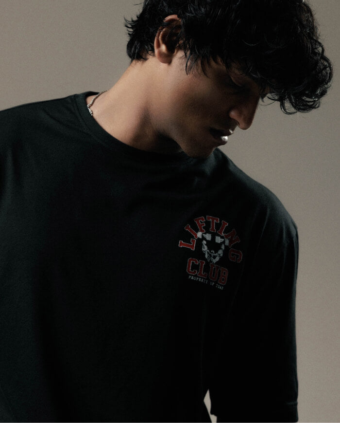 LIFTING CLUB HERITAGE - BLACK OVERSIZED TEE